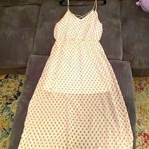 Sienna Sky Large Cream w/Pink Green Yellow Design Maxi dress